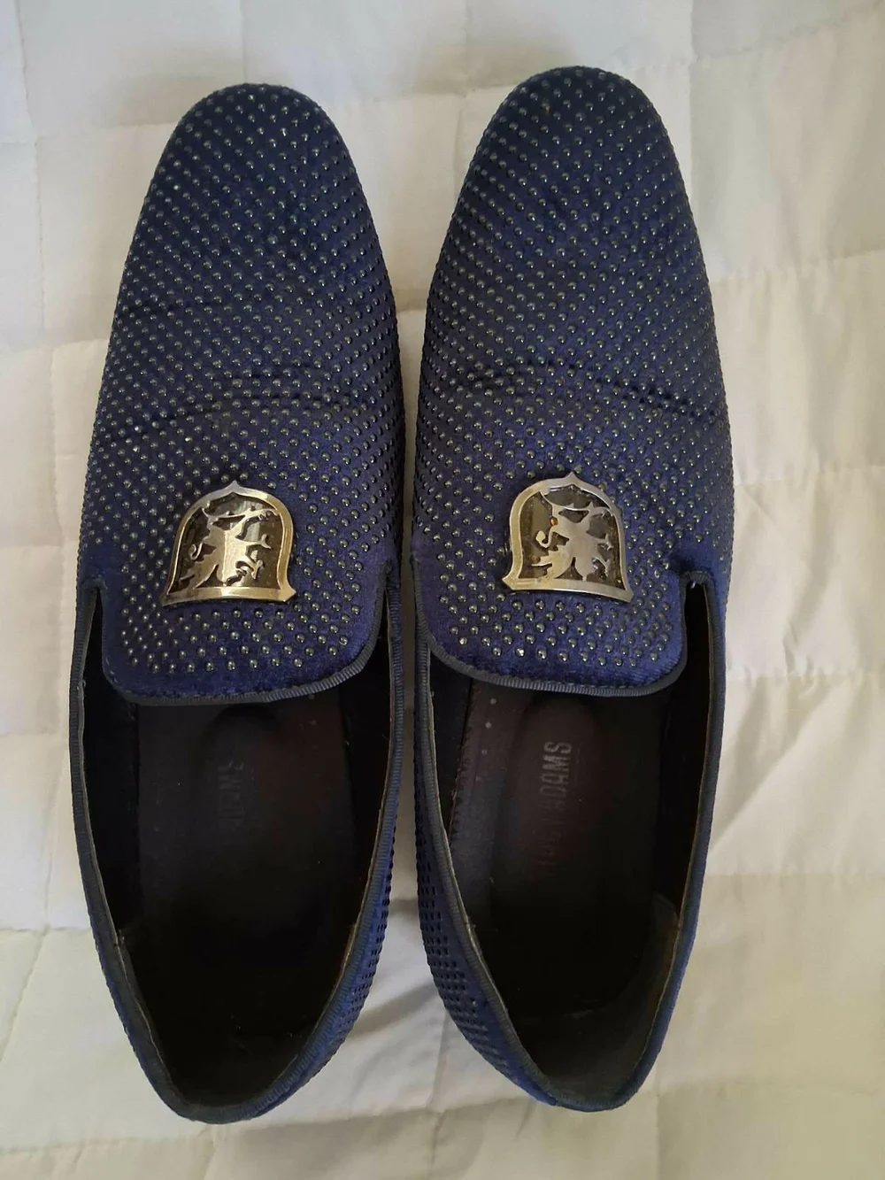 Men's Blue Stacy Adams Swagger Slip-On Loafers with Decorative Accent
